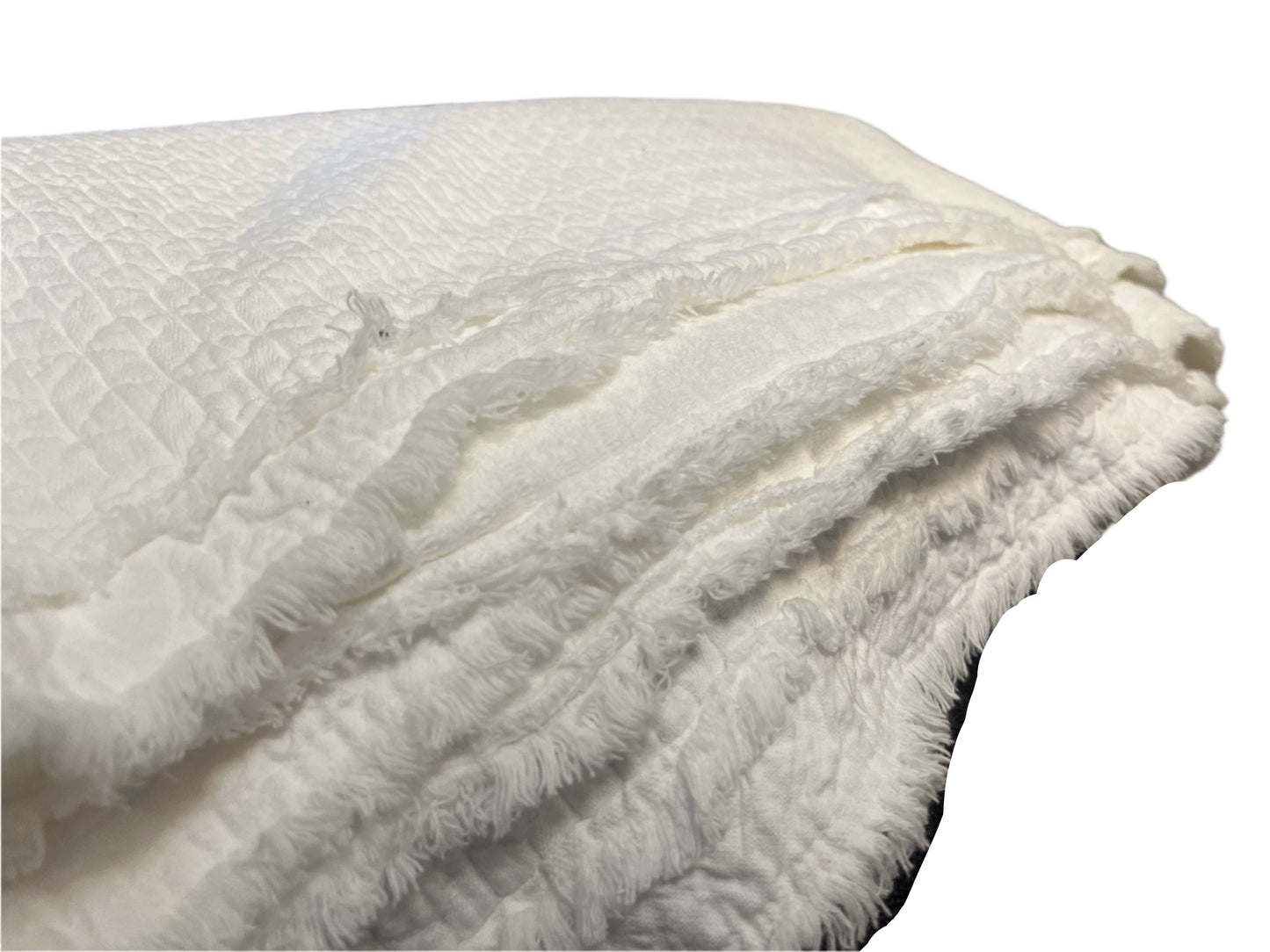 Washed Organic Cotton Coverlet, Queen- White