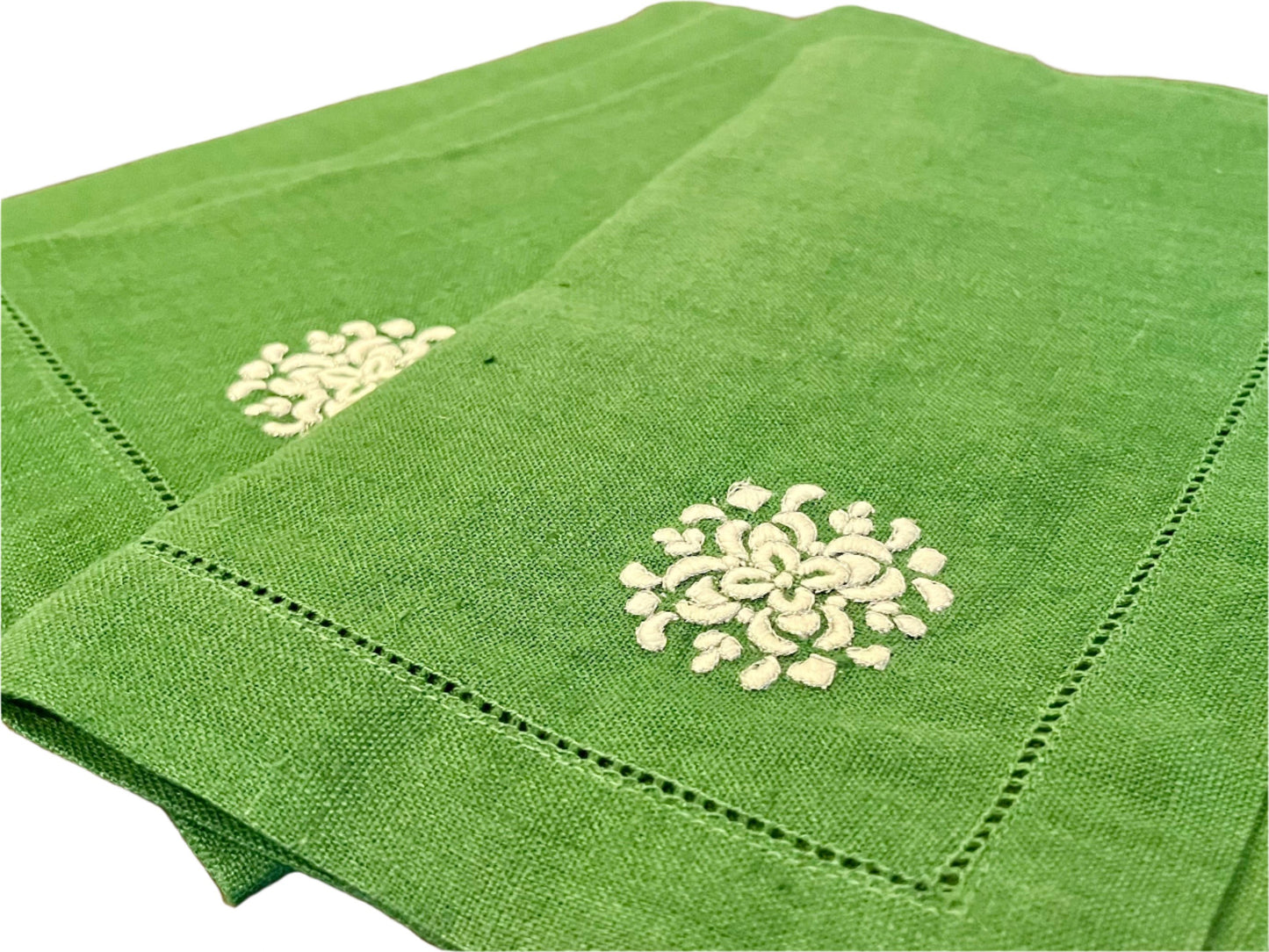 Herald Dinner Napkins, emerald/white