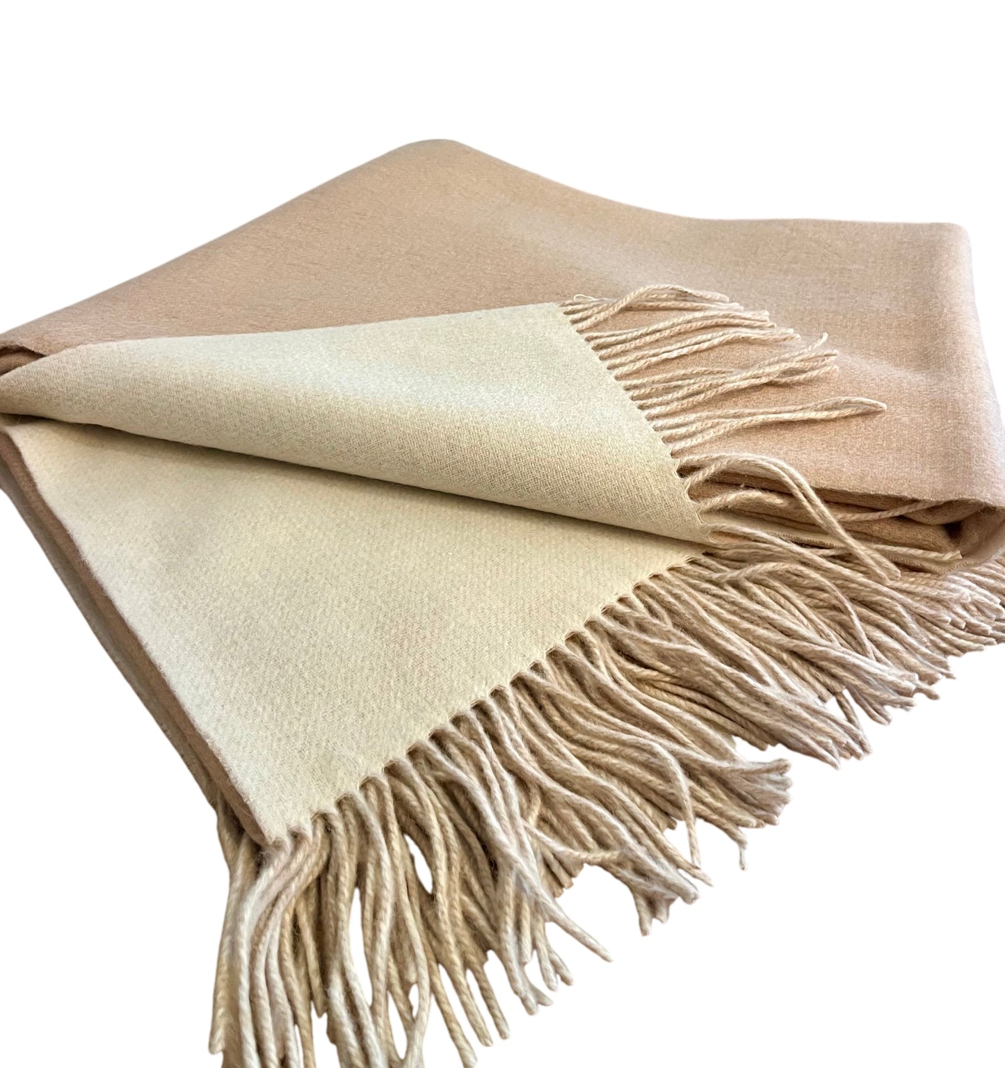 Double Face Throw, Bisque/White