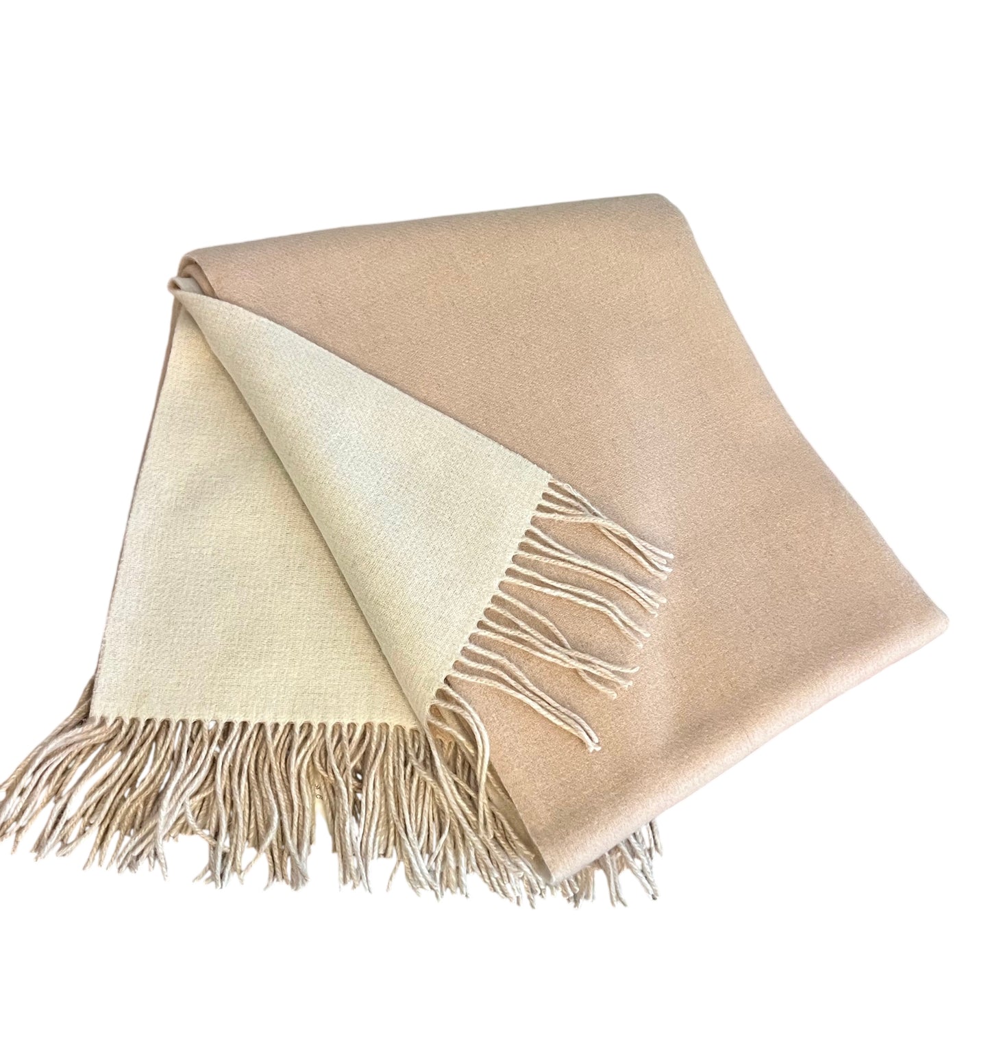 Double Face Throw, Bisque/White