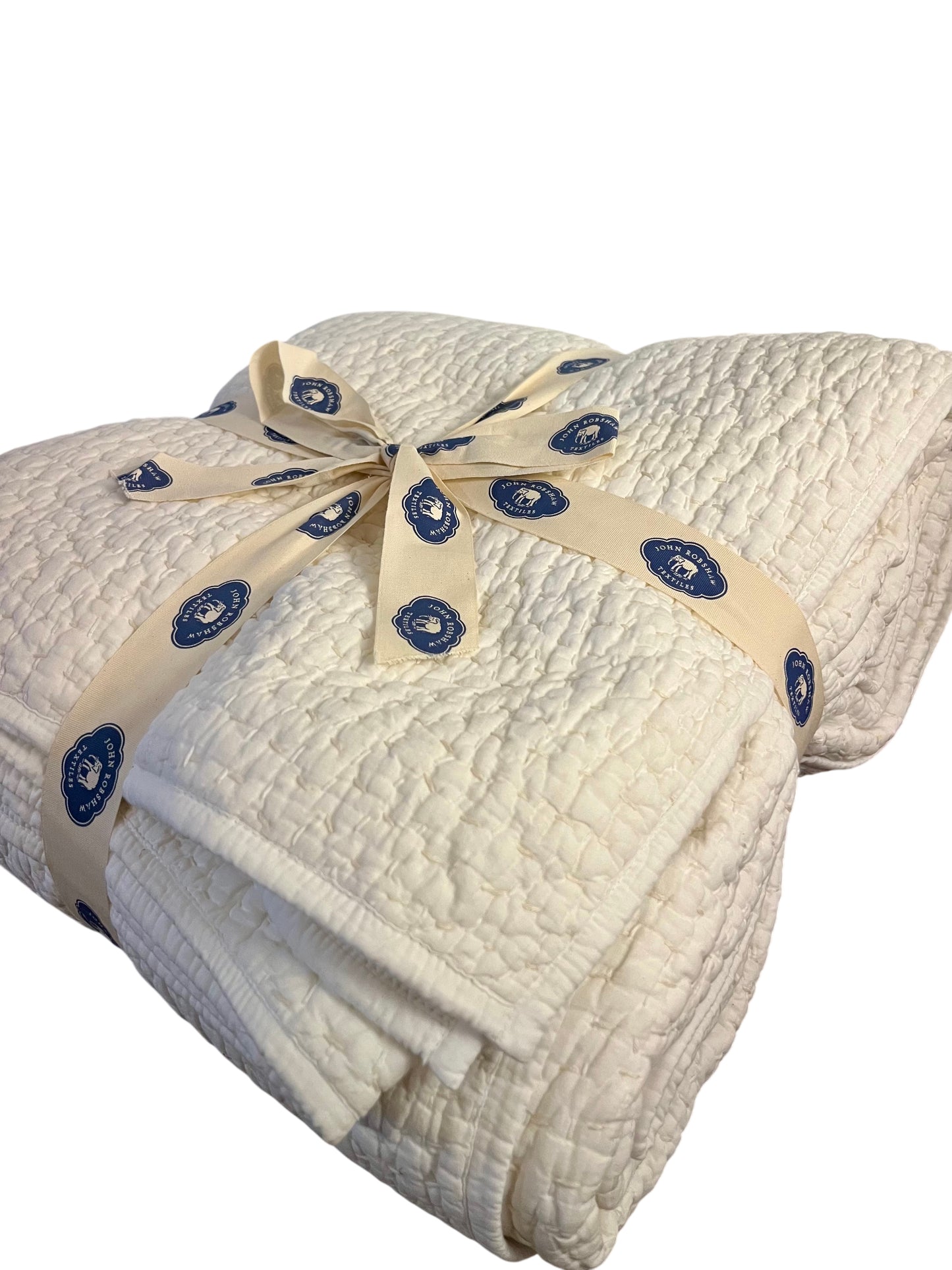 Organic Hand Stitched White Quilt, Queen