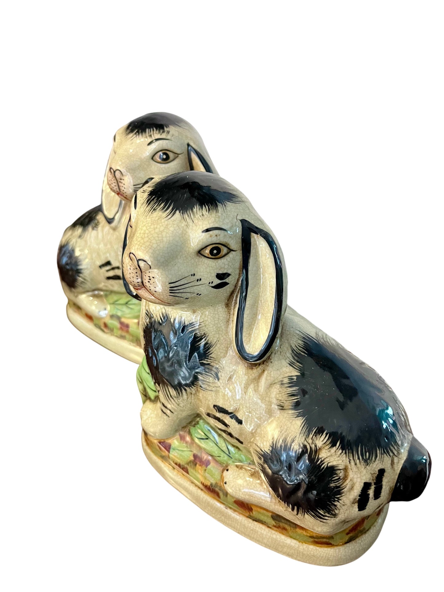 Staffordshire Style Bunny Pair- black