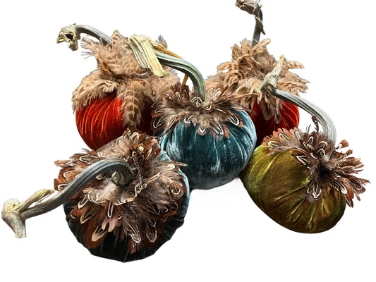 Feathered Velvet Pumpkin