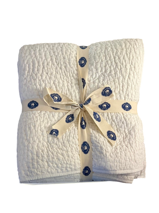 Organic Hand Stitched White Quilt, King