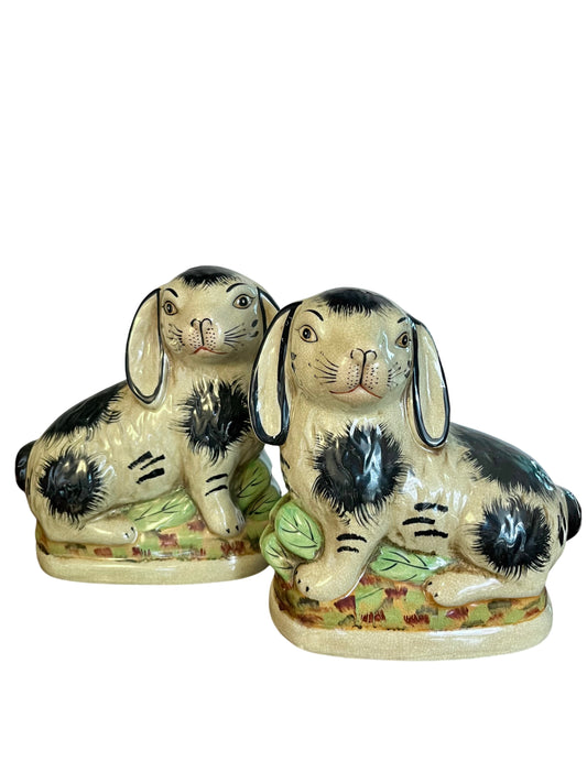 Staffordshire Style Bunny Pair- black